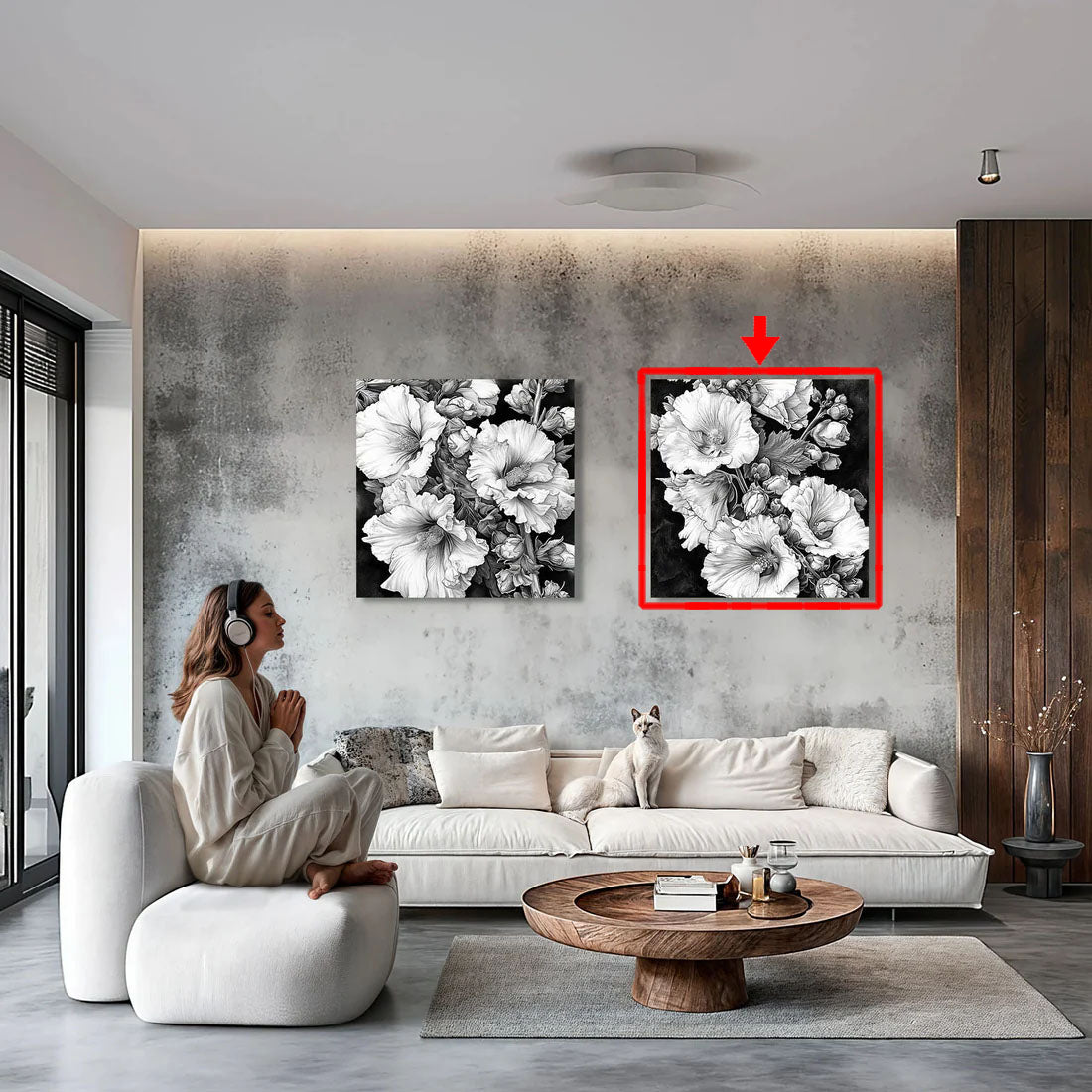 Imagen en blanco y negro de un ramo de flores, mostrando detallados pétalos y hojas con un sombreado artístico, destacando el contraste entre las flores y el fondo oscuro.